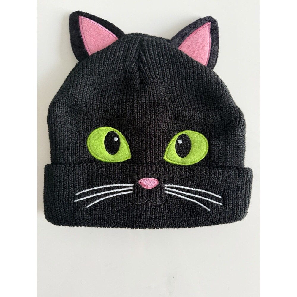 Cheetahboo black Cat Beanie With Ears Costume Hat For Women Mens